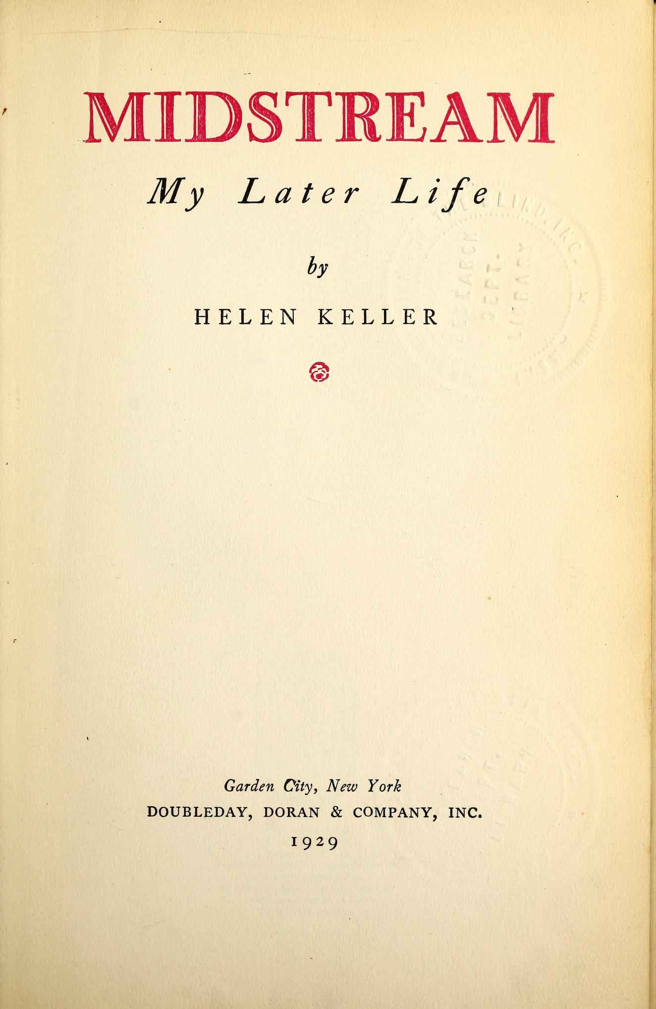 Cover of Helen Keller — Midstream: My Later Life (1929) (original edition scan)