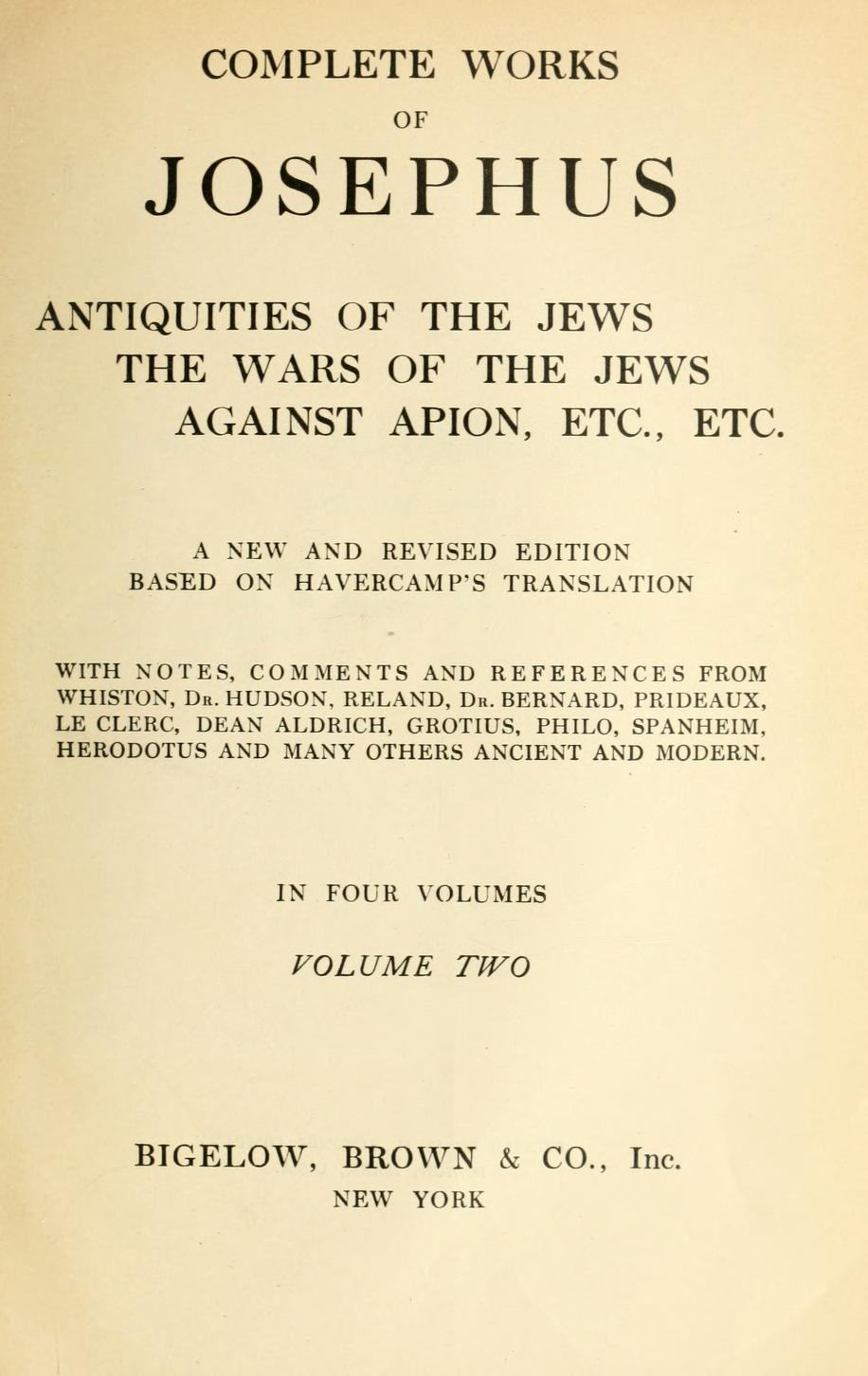 Cover of Josephus — The Wars of the Jews (c. 75) (original edition scan)
